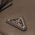 Prada Saffiano Lux Bowler Bag Brown
