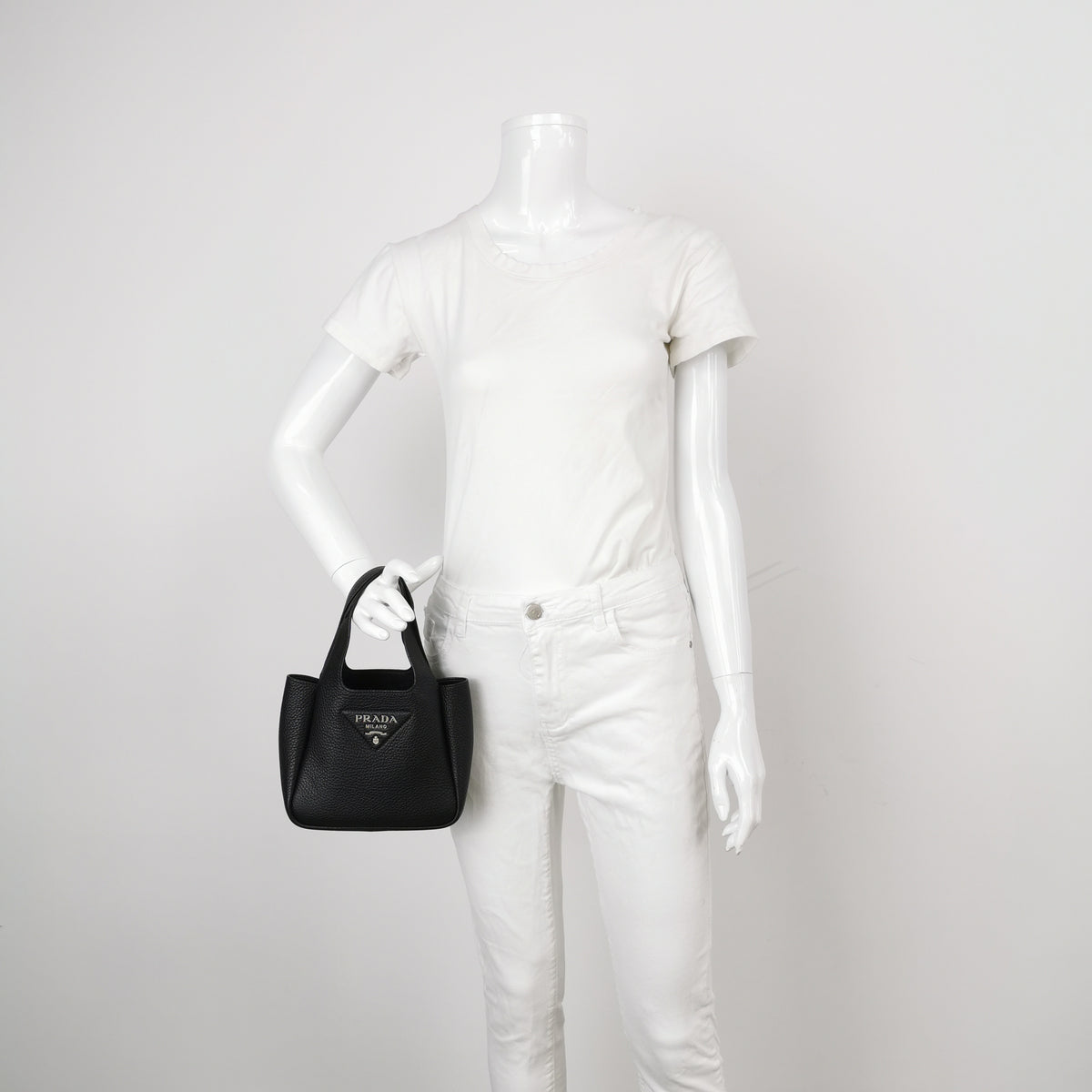 Prada Dynamique Vitello Daino Soft Mini Tote Black