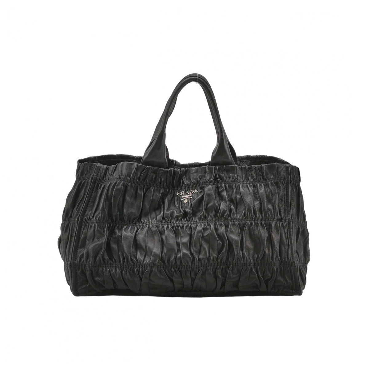 Prada Nappa Gaufre Tote Black Top Handle