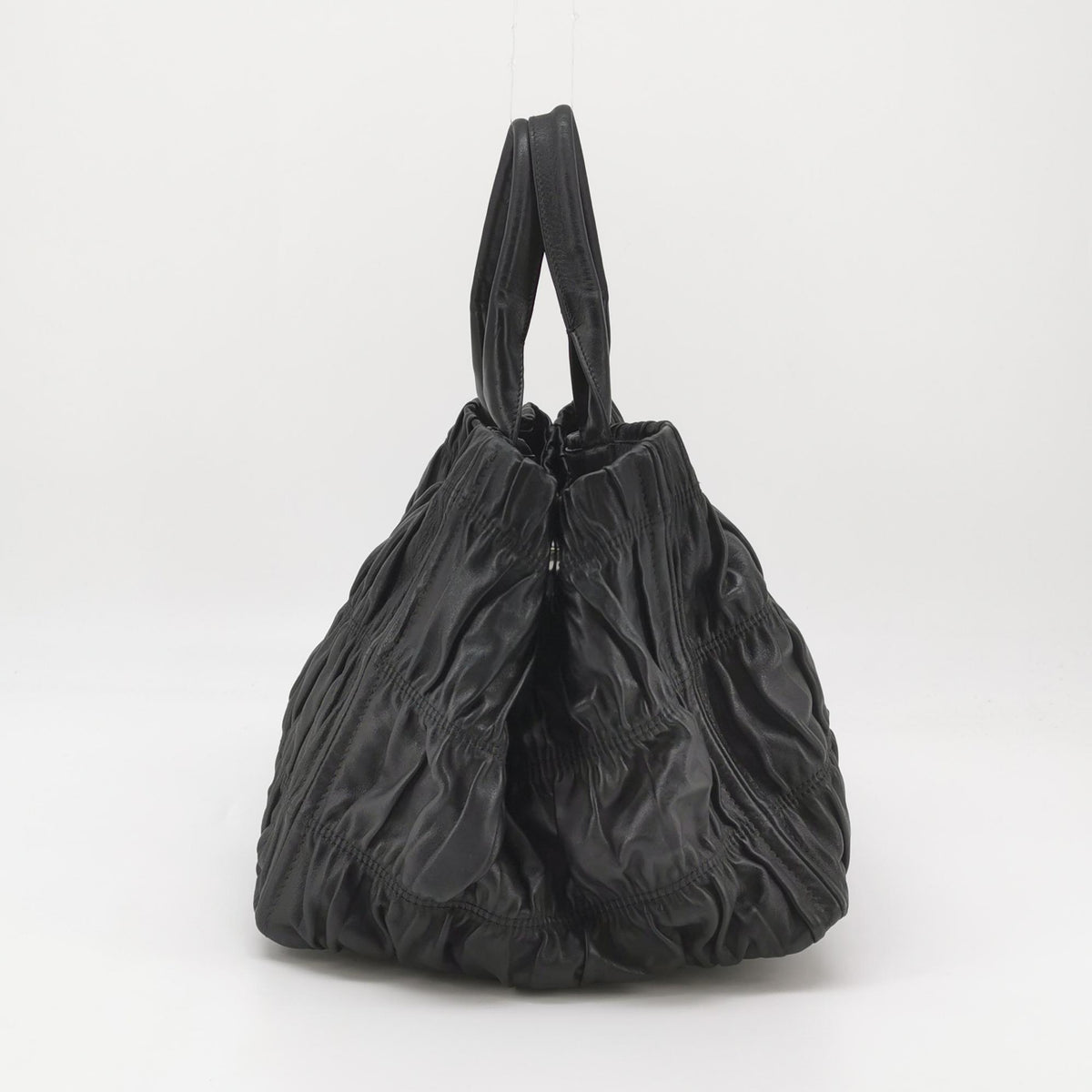 Prada Nappa Gaufre Tote Black Top Handle