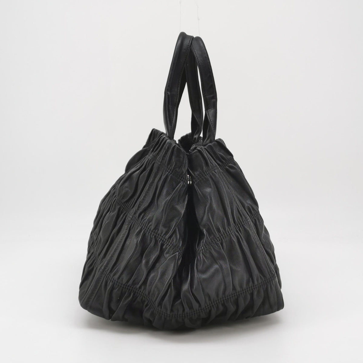 Prada Nappa Gaufre Tote Black Top Handle