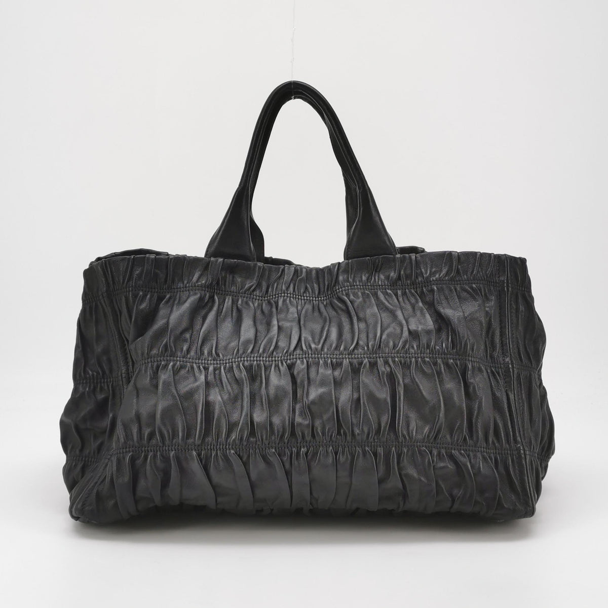 Prada Nappa Gaufre Tote Black Top Handle