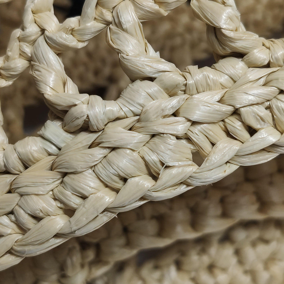 Prada Yarn Raffia Effect Crochet Logo Embroidered Small Tote Bag Naturale