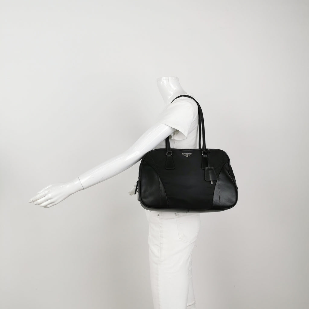 Prada Nylon Bowling Bag Black