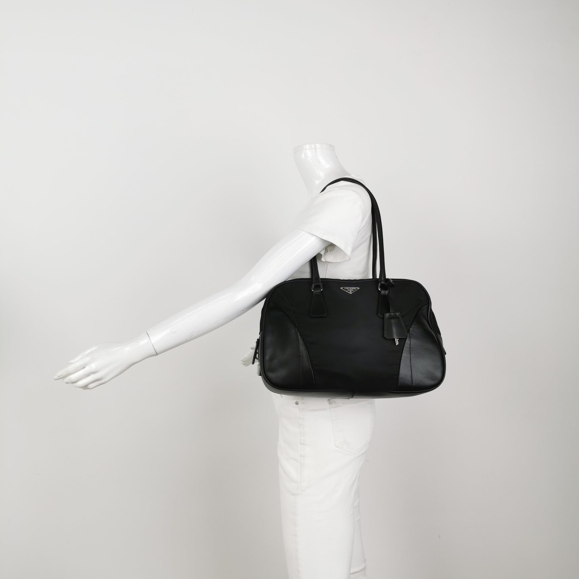 Prada Nylon Bowling Bag Black