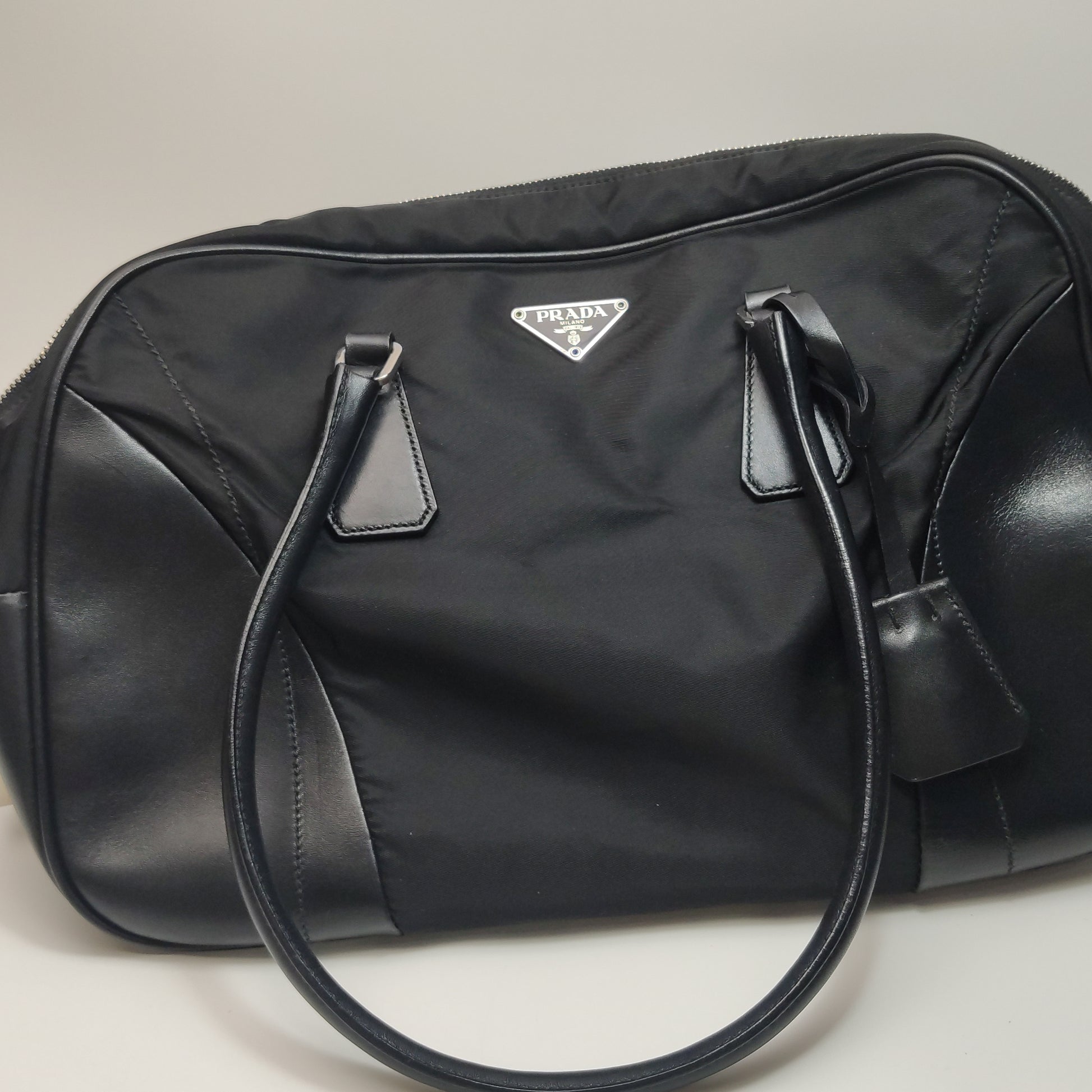 Prada Nylon Bowling Bag Black