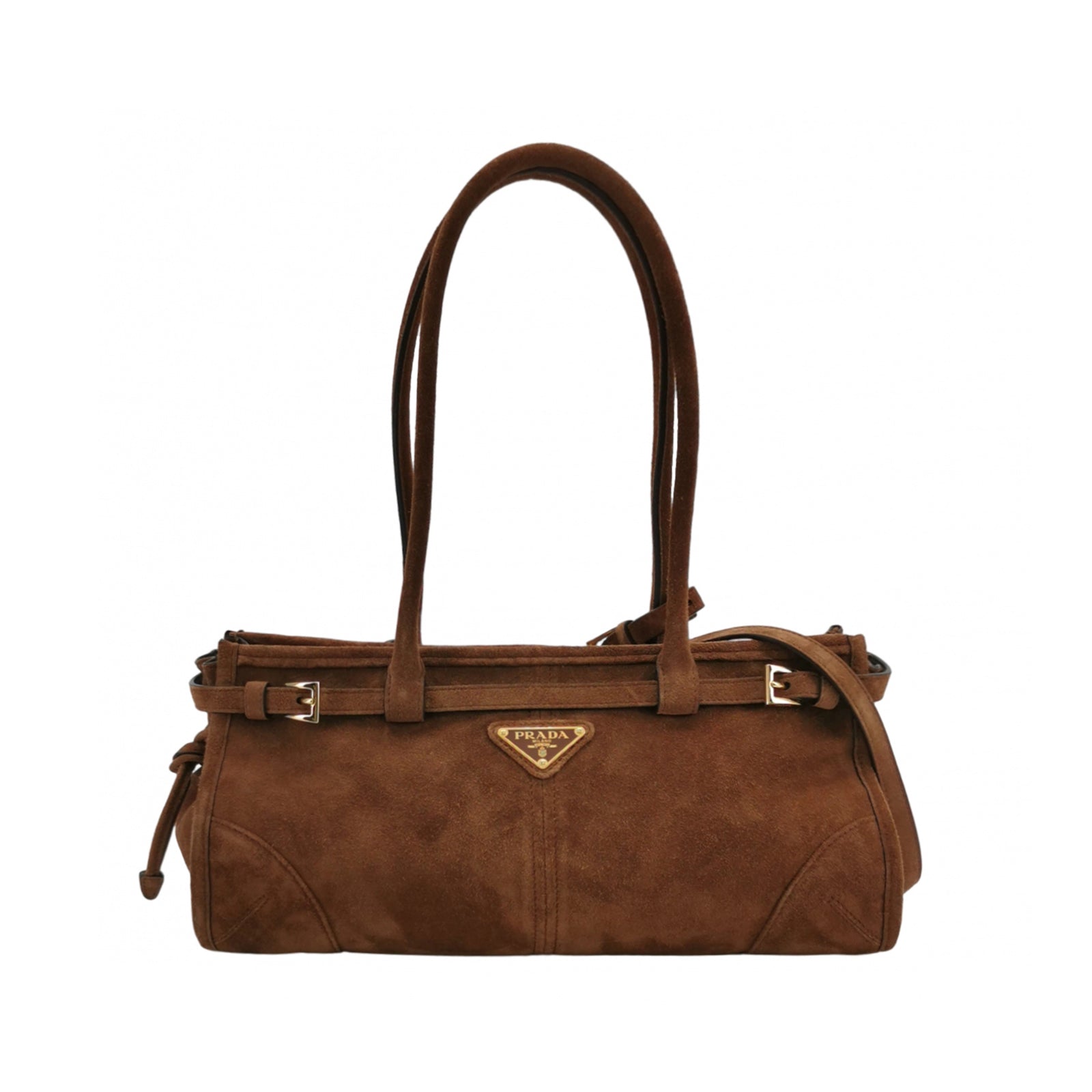 Prada Bonnie East West Brown Suede