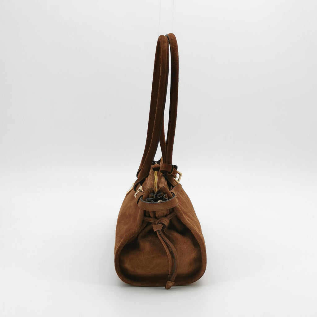 Prada Bonnie East West Brown Suede
