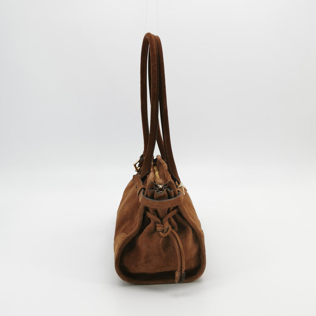 Prada Bonnie East West Brown Suede