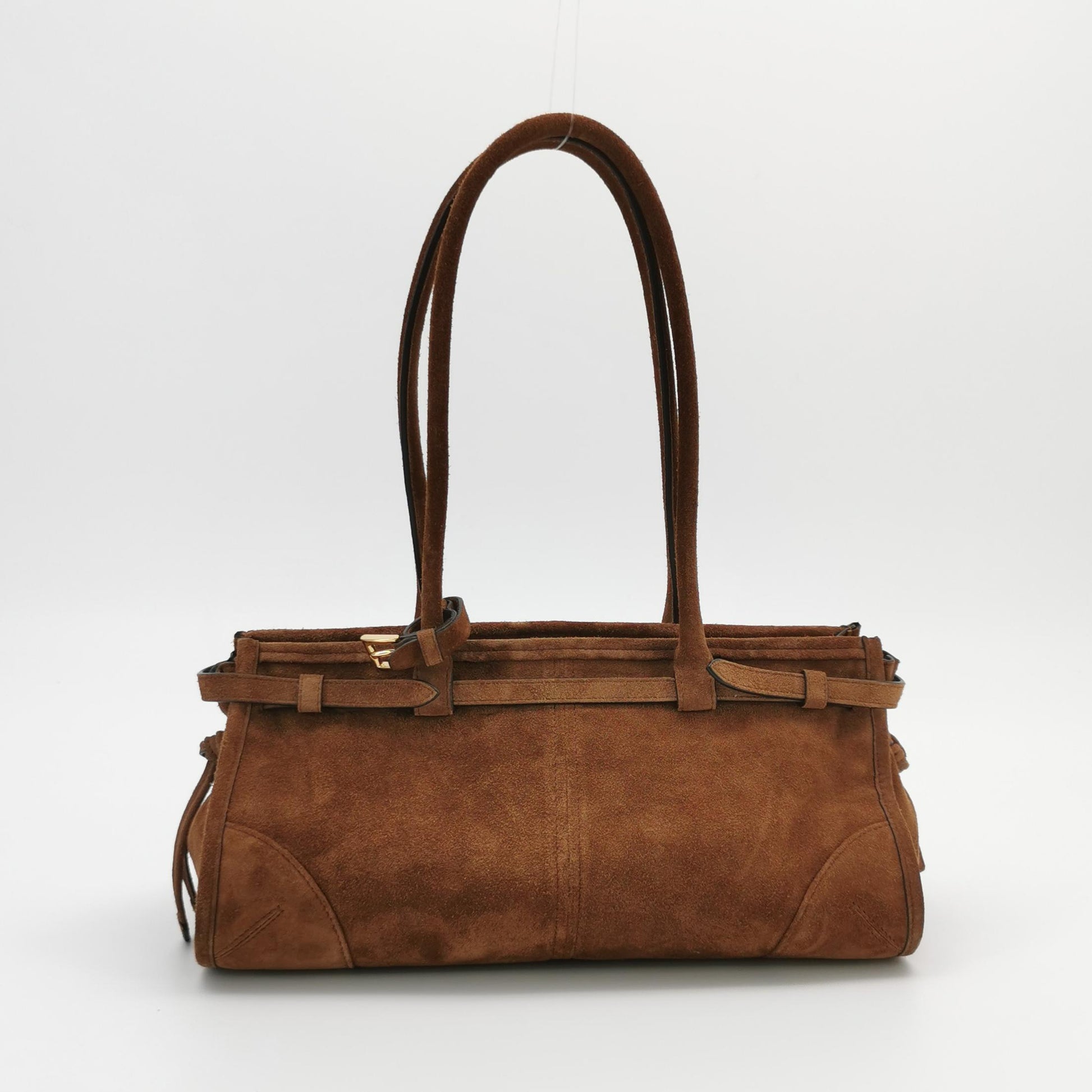Prada Bonnie East West Brown Suede