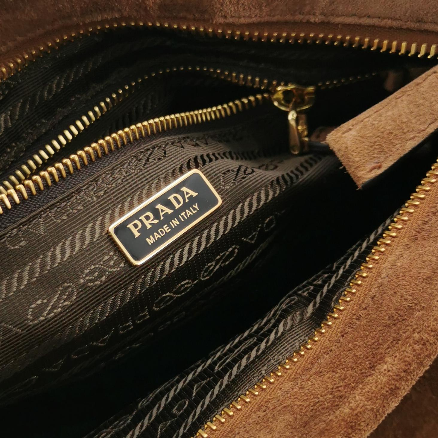 Prada Bonnie East West Brown Suede