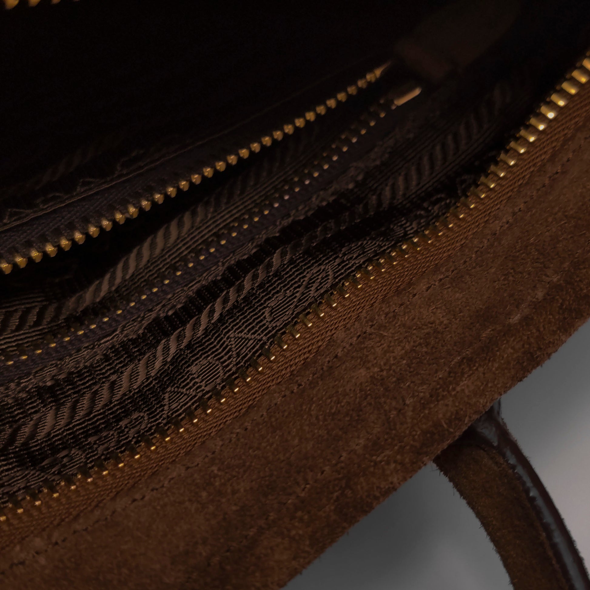 Prada Bonnie East West Brown Suede