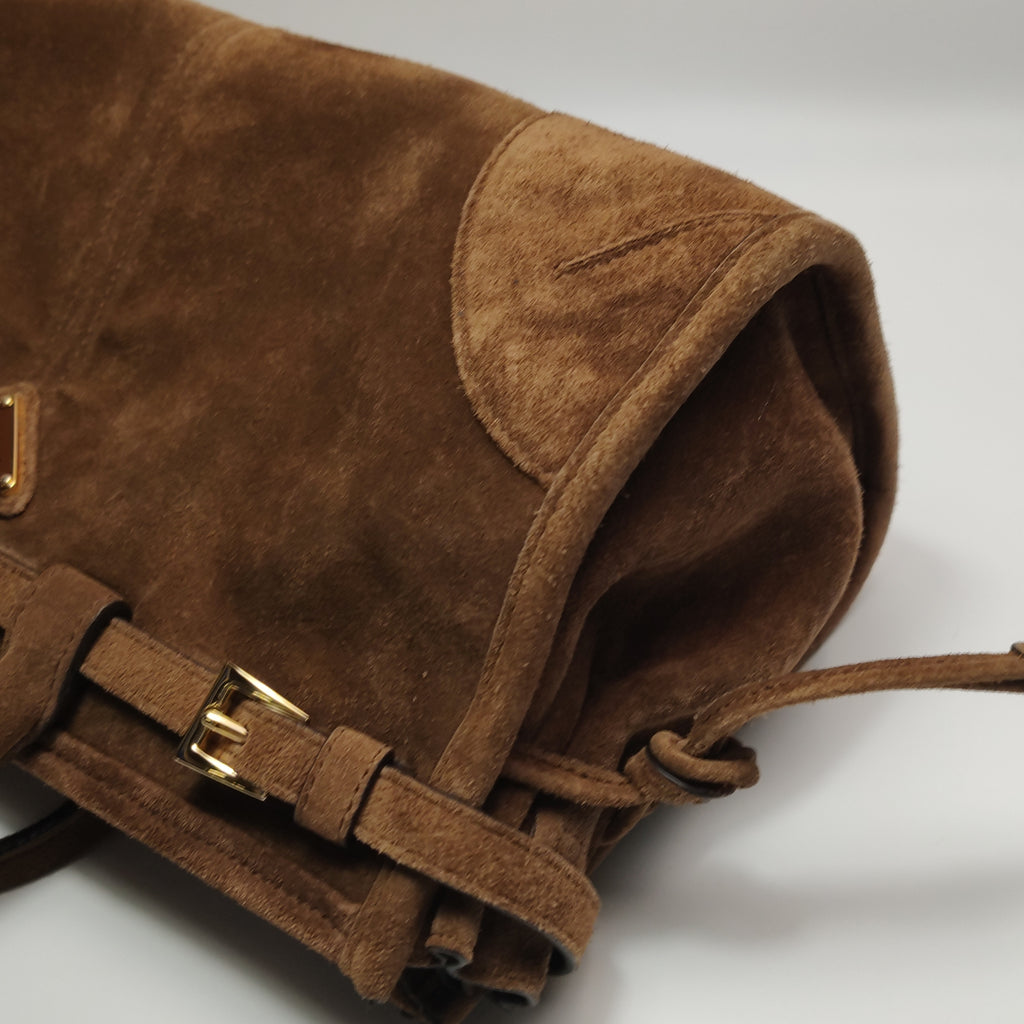 Prada Bonnie East West Brown Suede