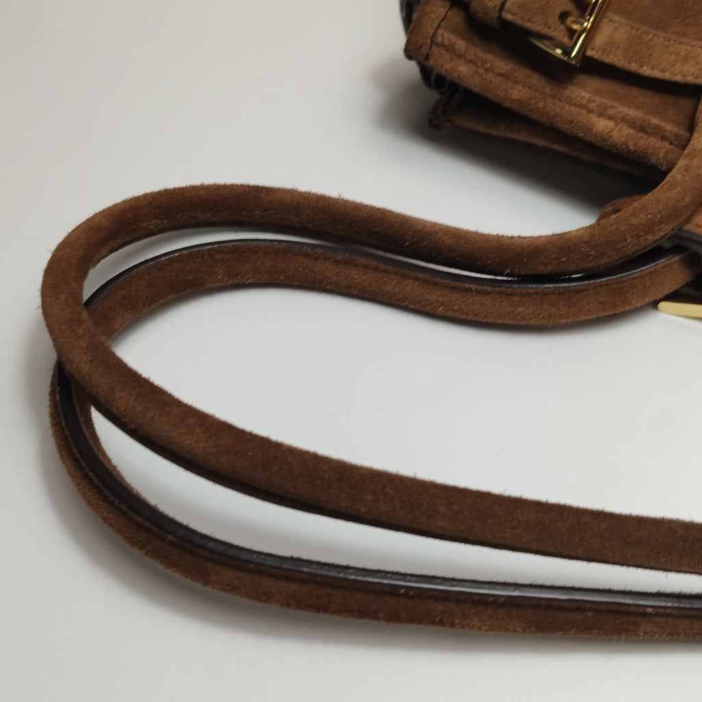 Prada Bonnie East West Brown Suede