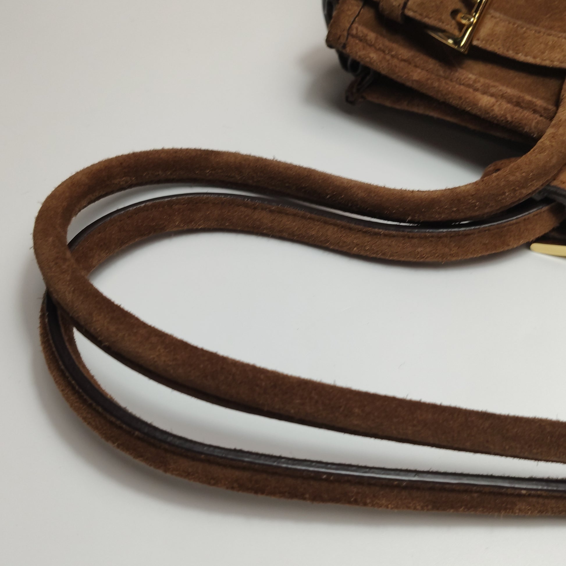 Prada Bonnie East West Brown Suede