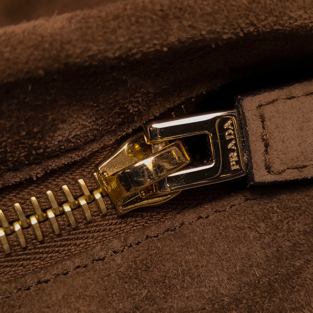 Prada Bonnie East West Brown Suede