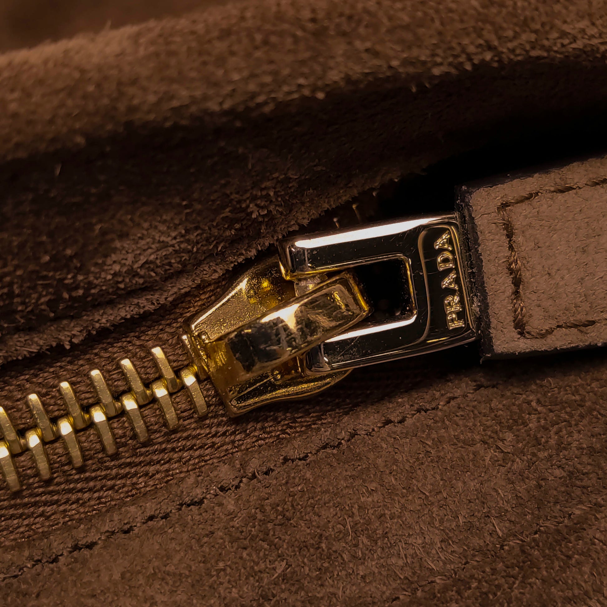 Prada Bonnie East West Brown Suede