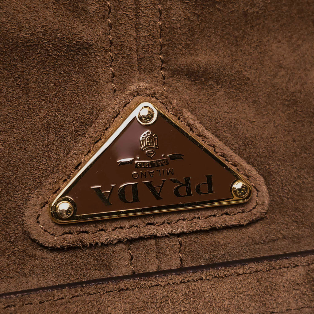 Prada Bonnie East West Brown Suede