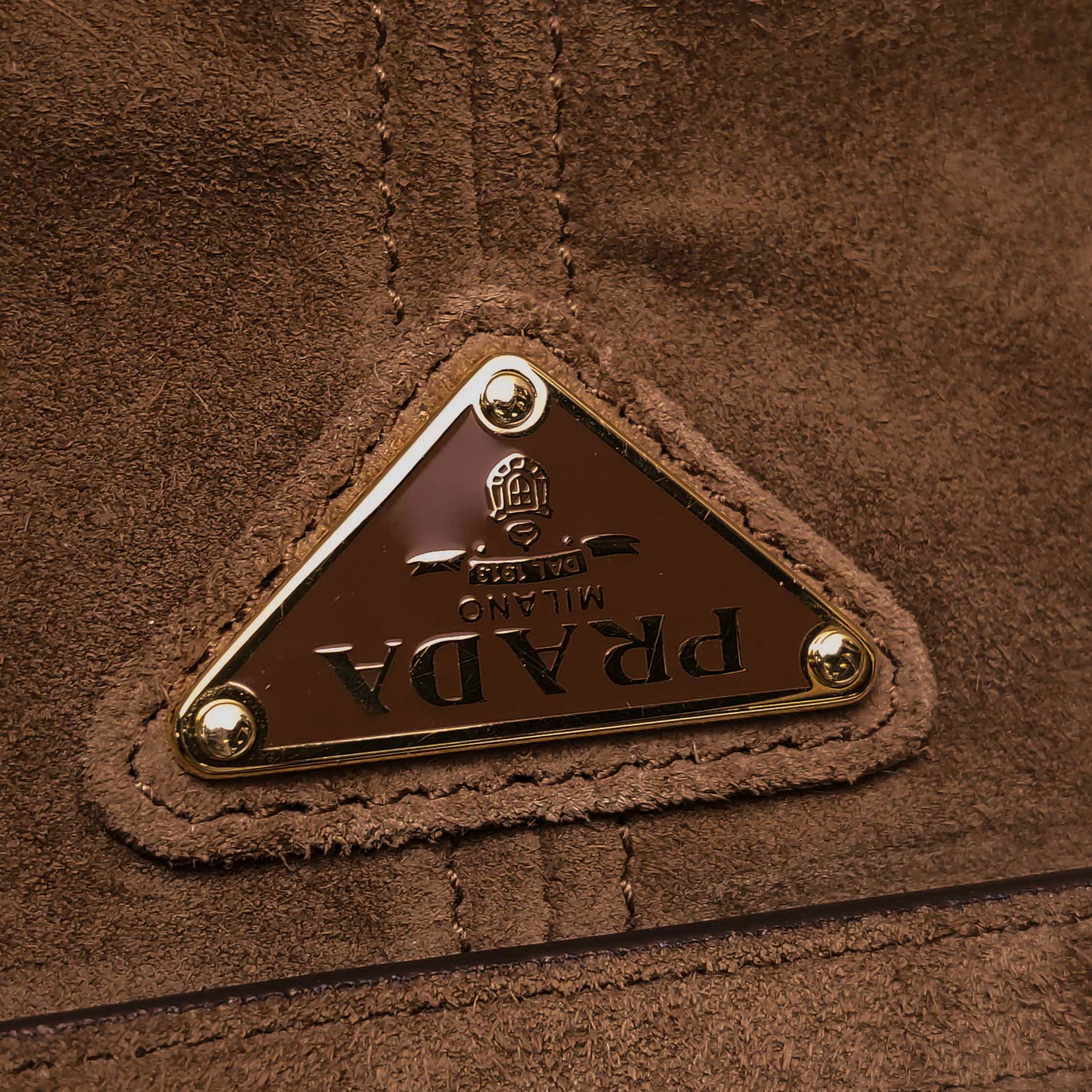 Prada Bonnie East West Brown Suede
