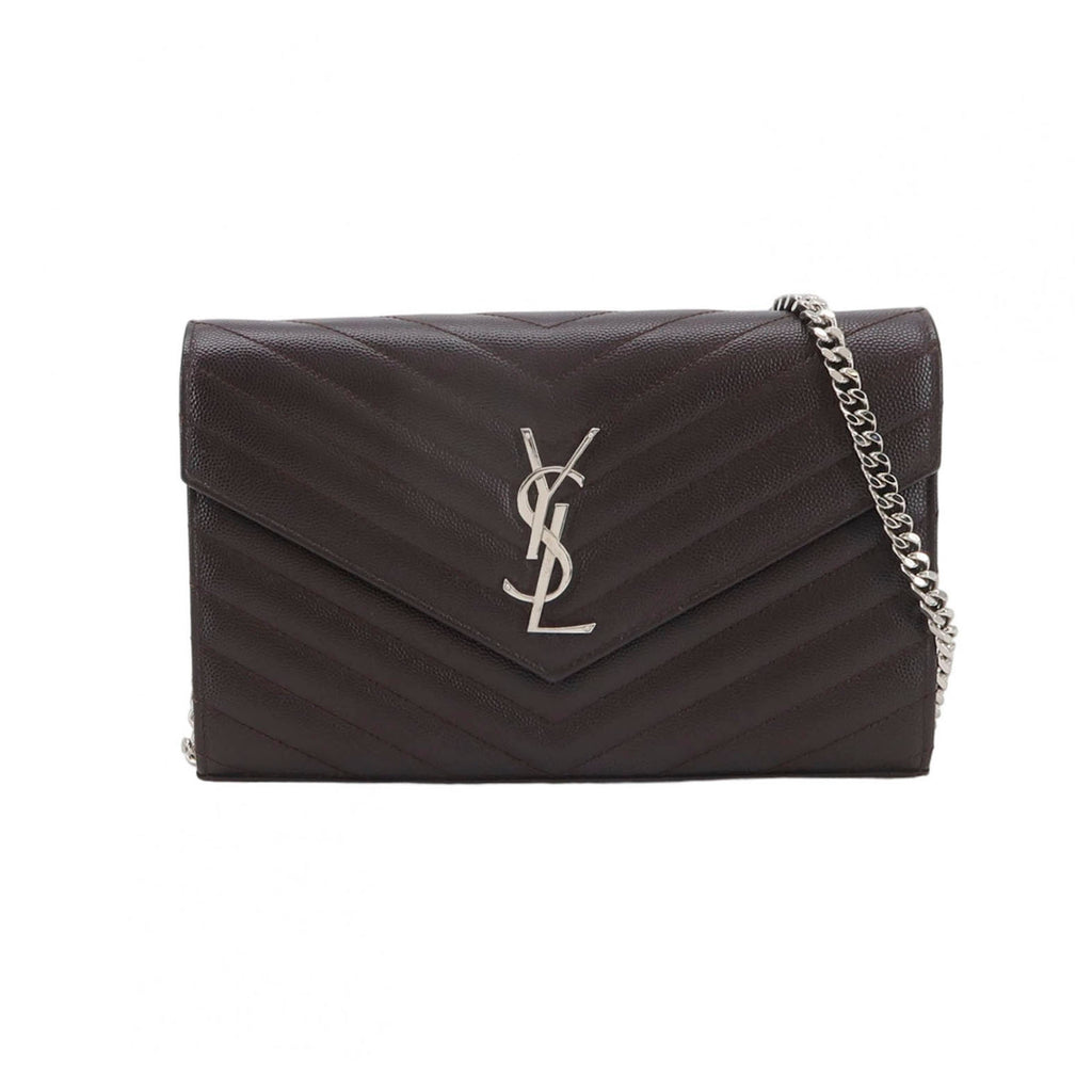 Saint Laurent Envelope Wallet On Chain Deep Brown