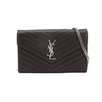 Saint Laurent Envelope Wallet On Chain Deep Brown