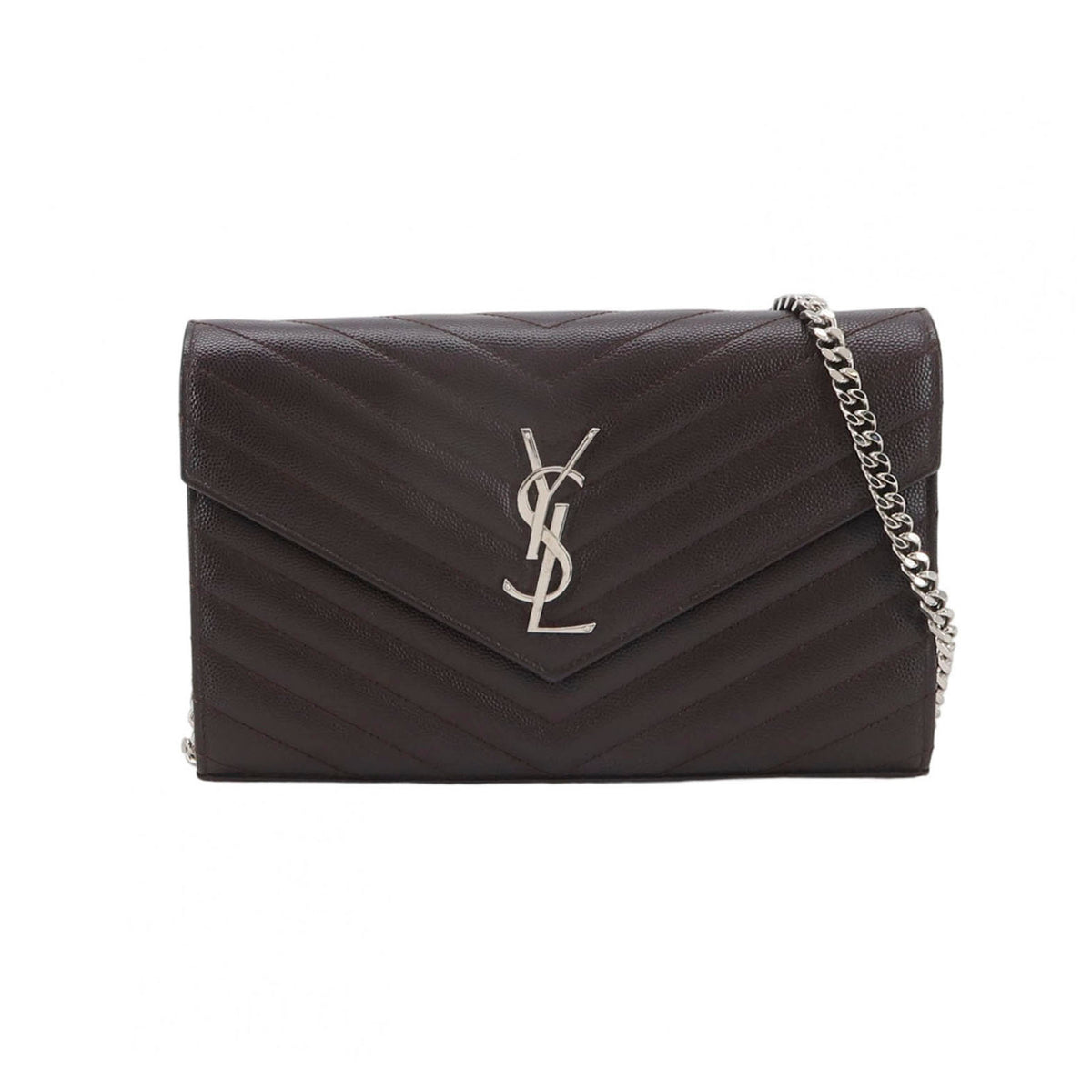 Saint Laurent Envelope Wallet On Chain Deep Brown