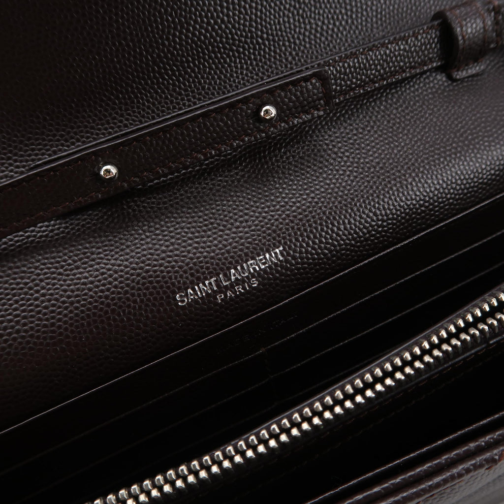 Saint Laurent Envelope Wallet On Chain Deep Brown