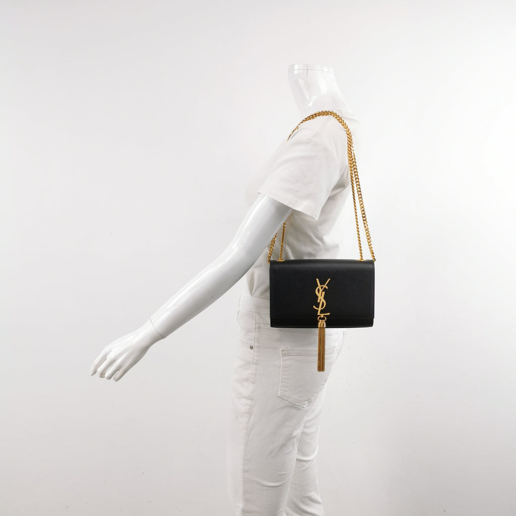 Saint Laurent Kate Tassel Grain de Poudre Black