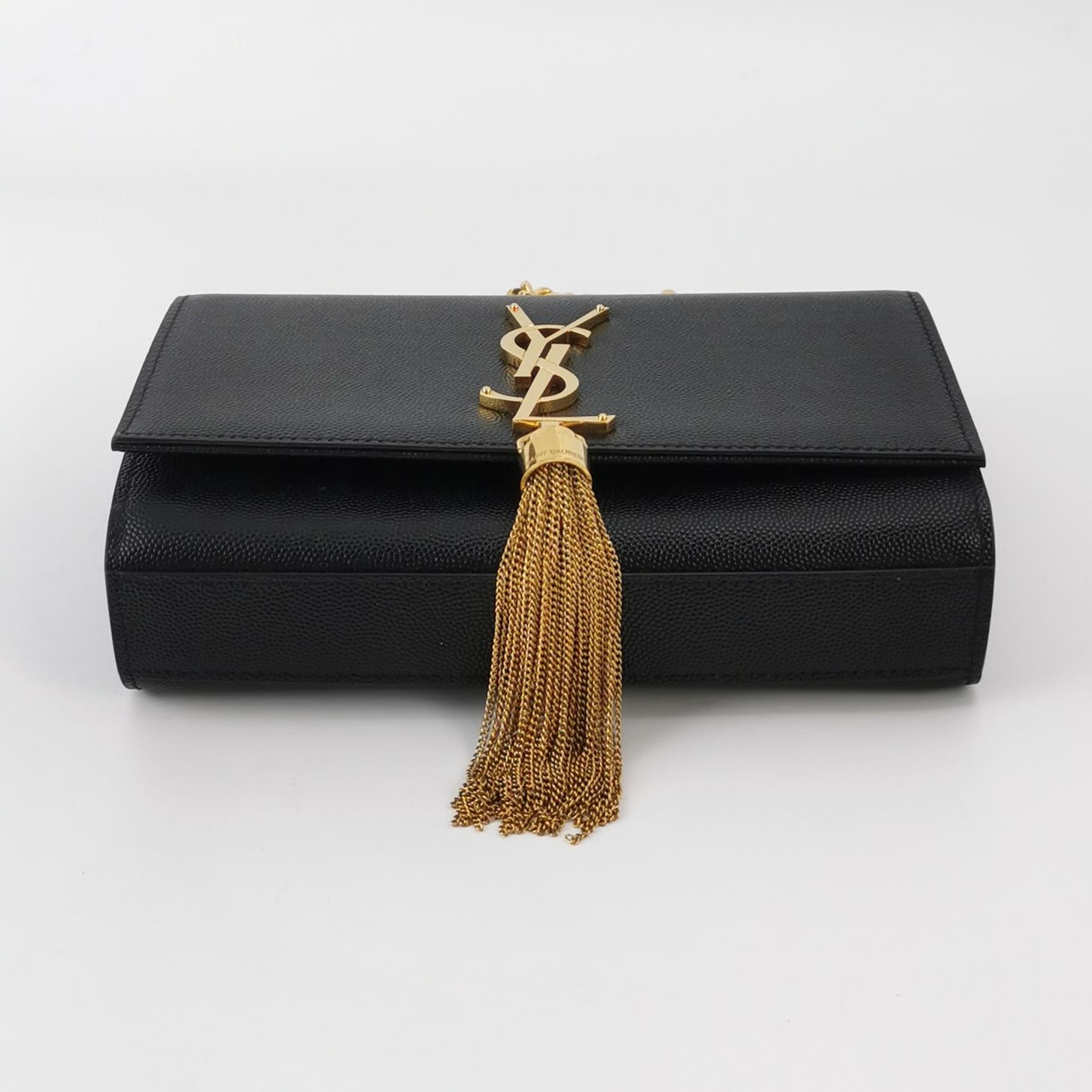 Saint Laurent Kate Tassel Grain de Poudre Black