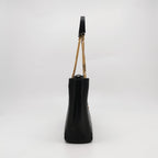 Saint Laurent Chevron Monogram Shopping Bag Grain De Poudre Black
