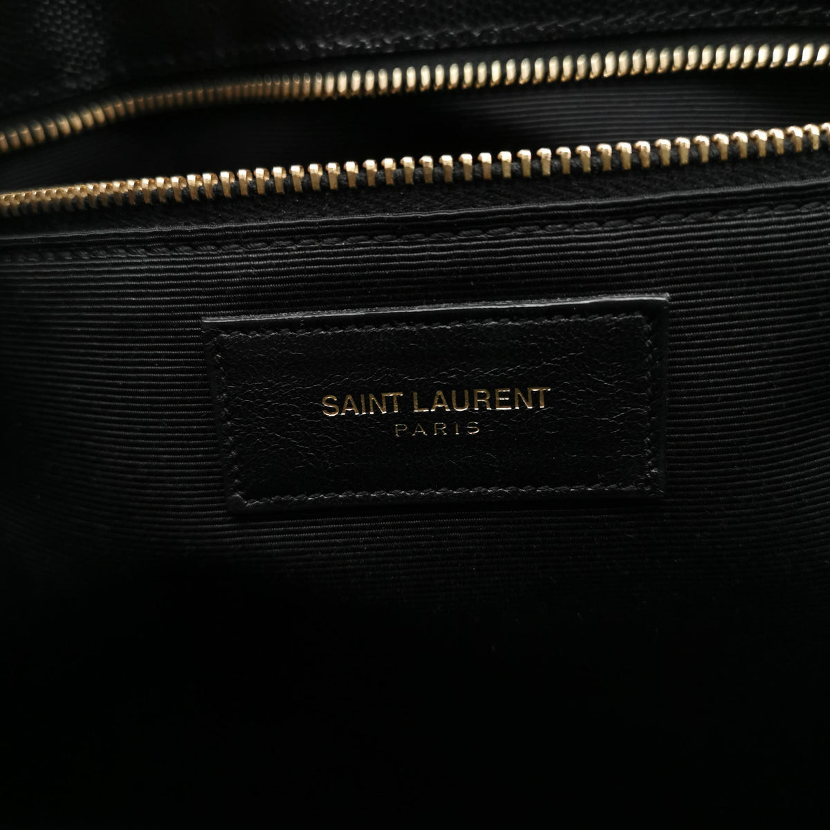 Saint Laurent Chevron Monogram Shopping Bag Grain De Poudre Black