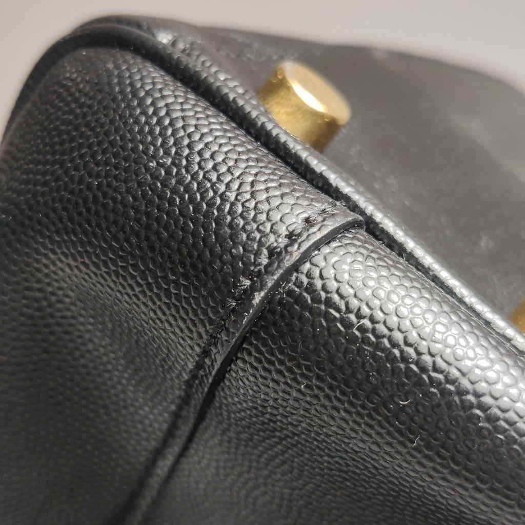 Saint Laurent Chevron Monogram Shopping Bag Grain De Poudre Black