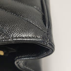Saint Laurent Chevron Monogram Shopping Bag Grain De Poudre Black