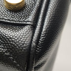 Saint Laurent Chevron Monogram Shopping Bag Grain De Poudre Black