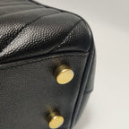 Saint Laurent Chevron Monogram Shopping Bag Grain De Poudre Black