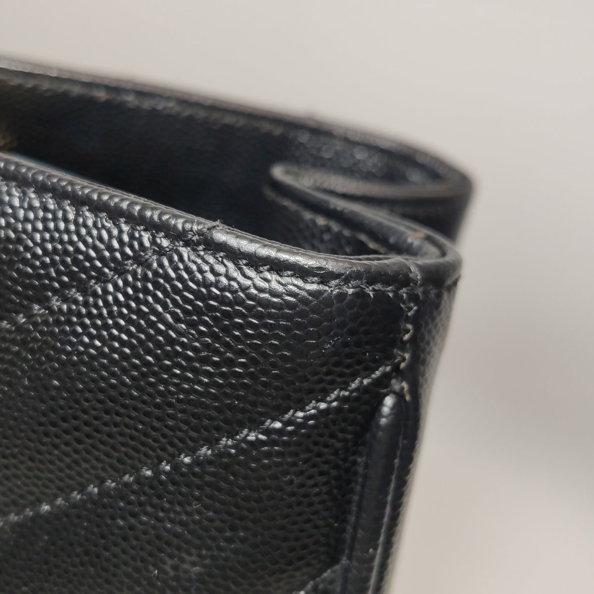 Saint Laurent Chevron Monogram Shopping Bag Grain De Poudre Black