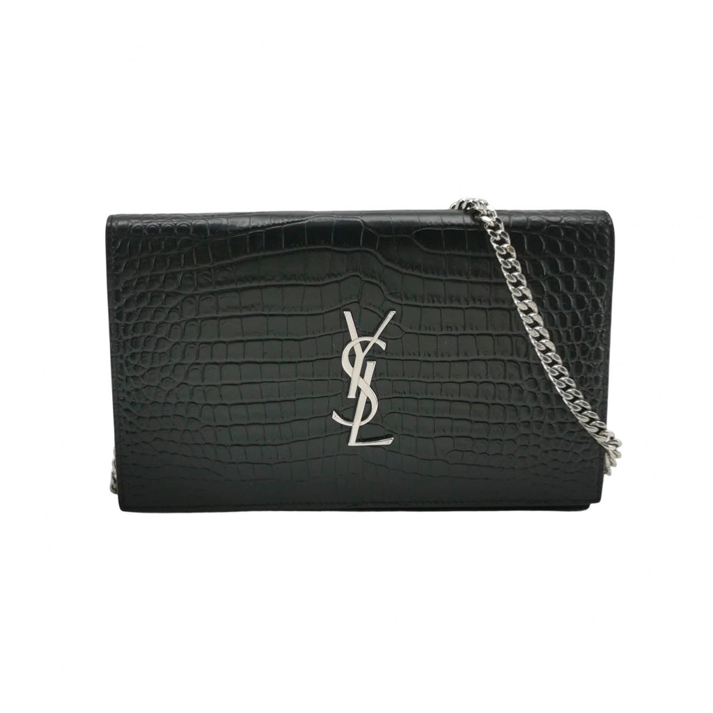 Saint Laurent Wallet on Chain Croc Black