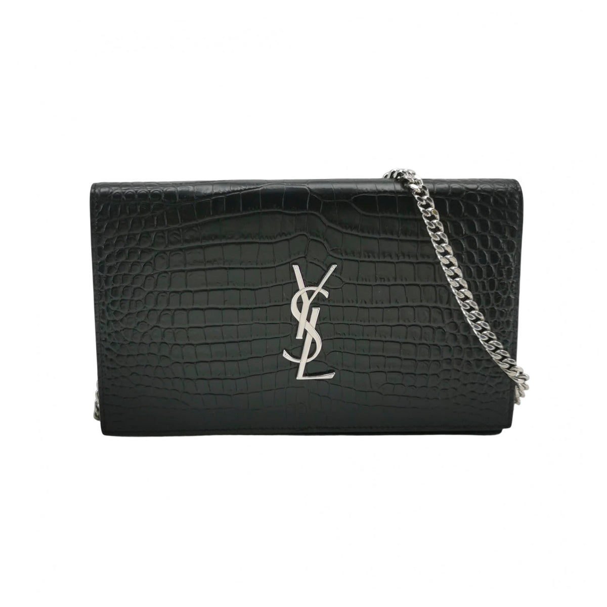 Saint Laurent Wallet on Chain Croc Black