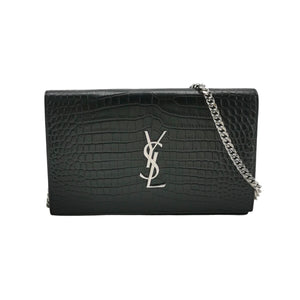 Saint Laurent Wallet on Chain Croc Black