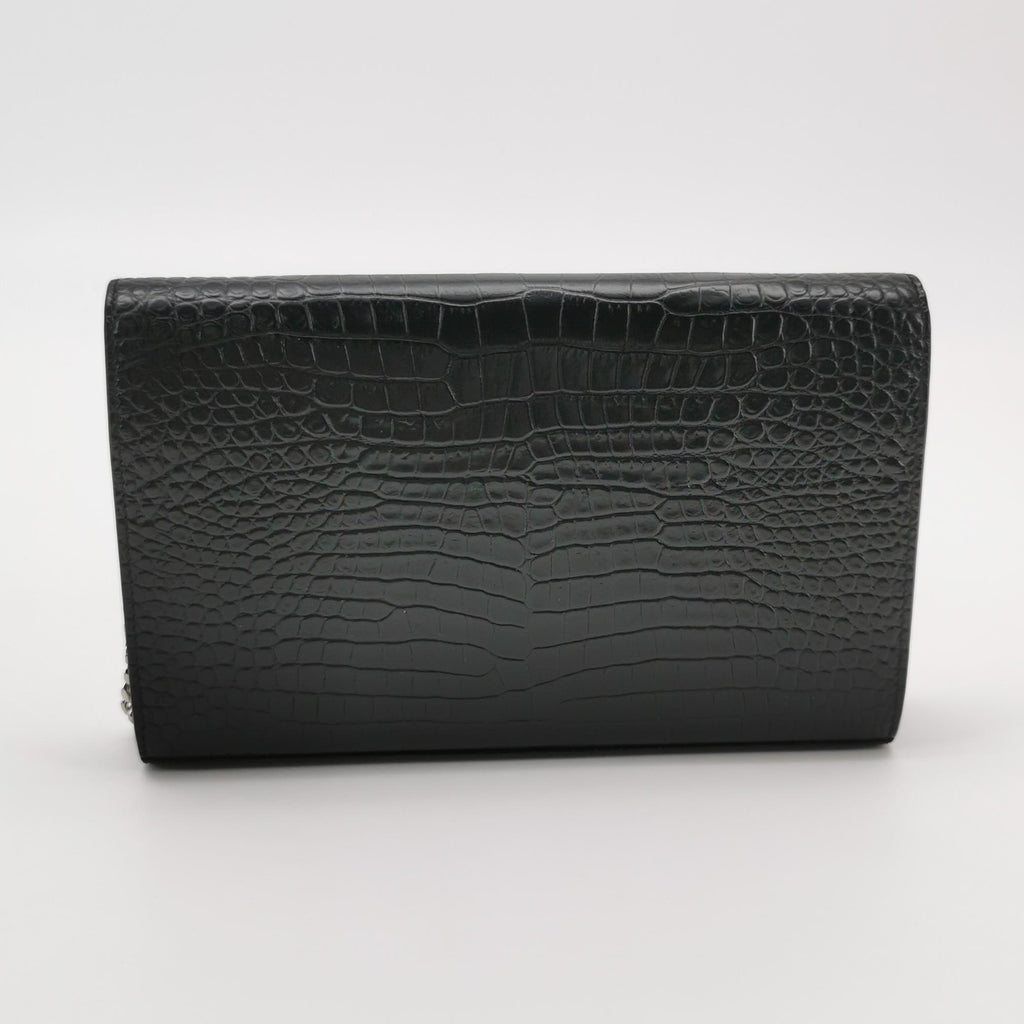 Saint Laurent Wallet on Chain Croc Black