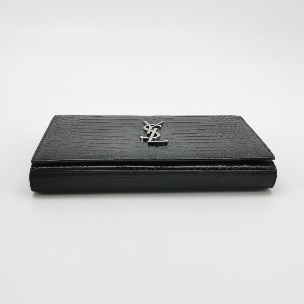 Saint Laurent Wallet on Chain Croc Black