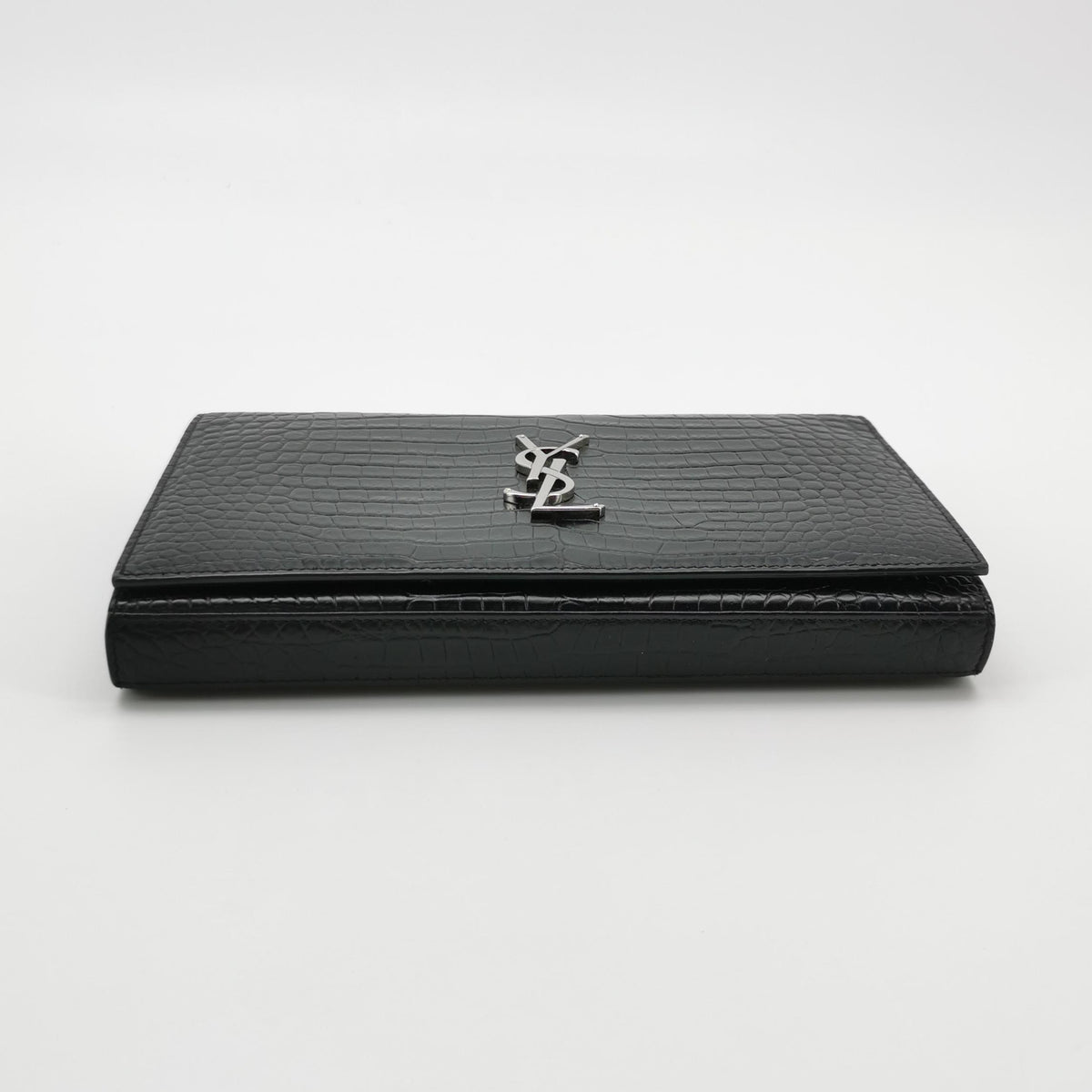 Saint Laurent Wallet on Chain Croc Black