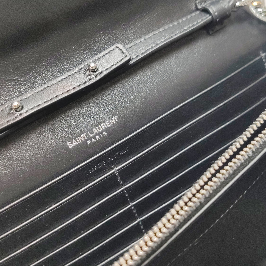 Saint Laurent Wallet on Chain Croc Black