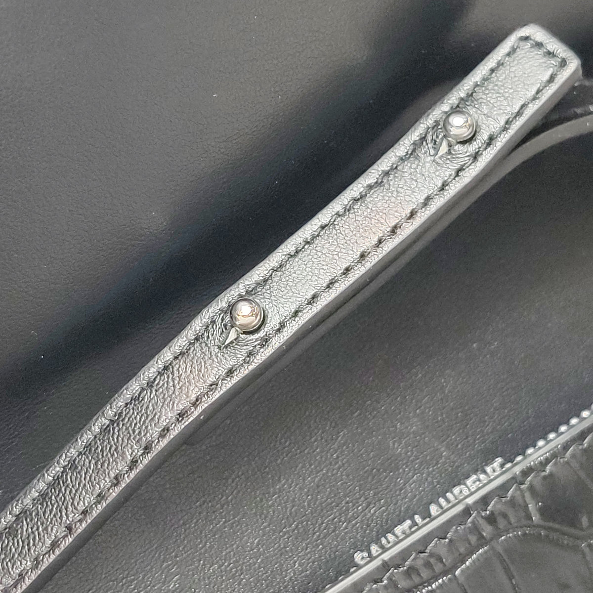 Saint Laurent Wallet on Chain Croc Black