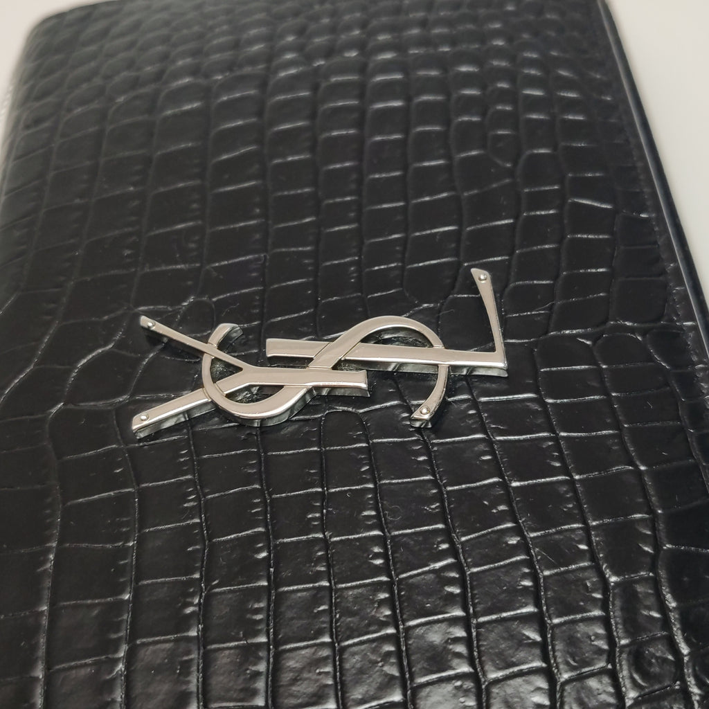 Saint Laurent Wallet on Chain Croc Black