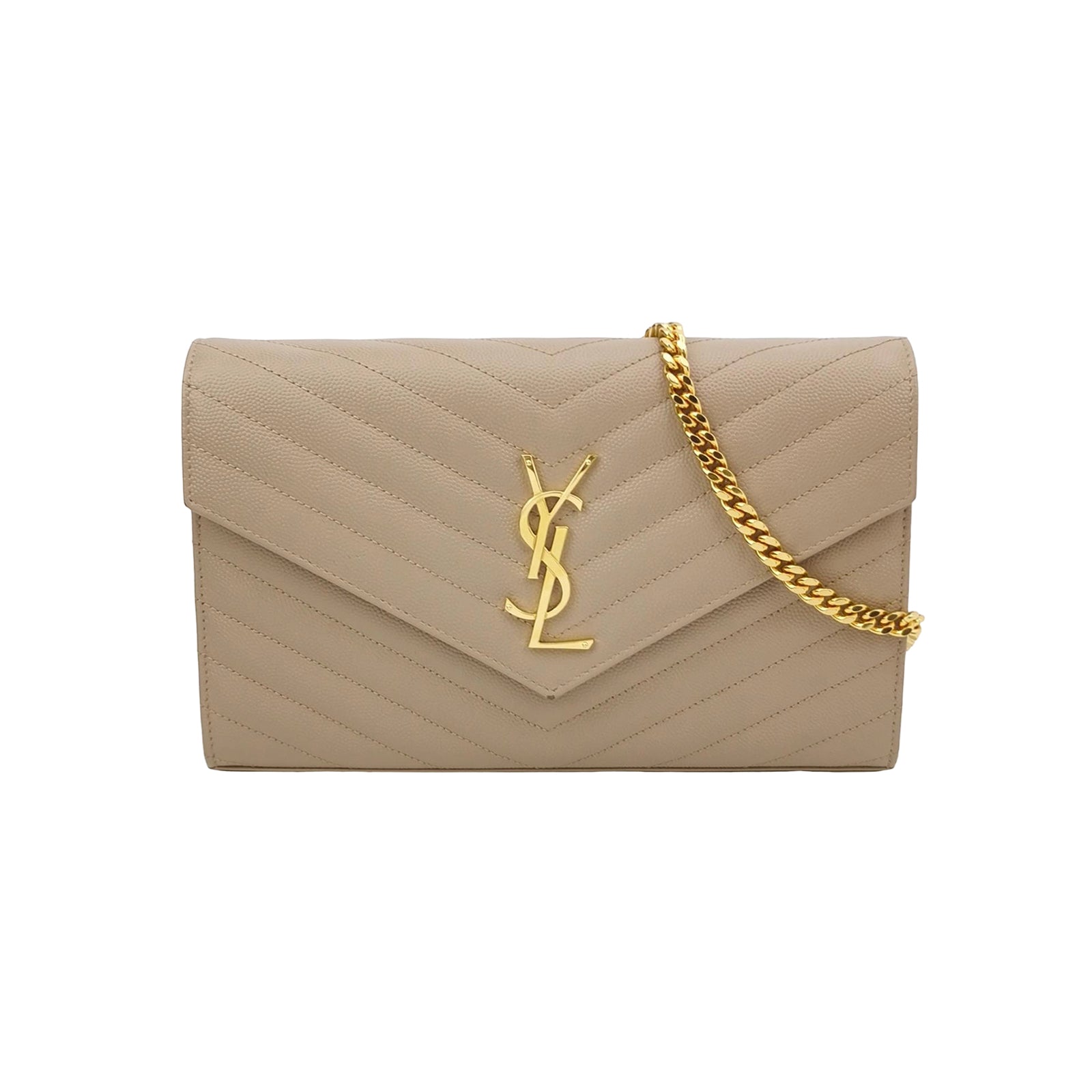 Saint Laurent Wallet on Chain Large Grain de Poudre