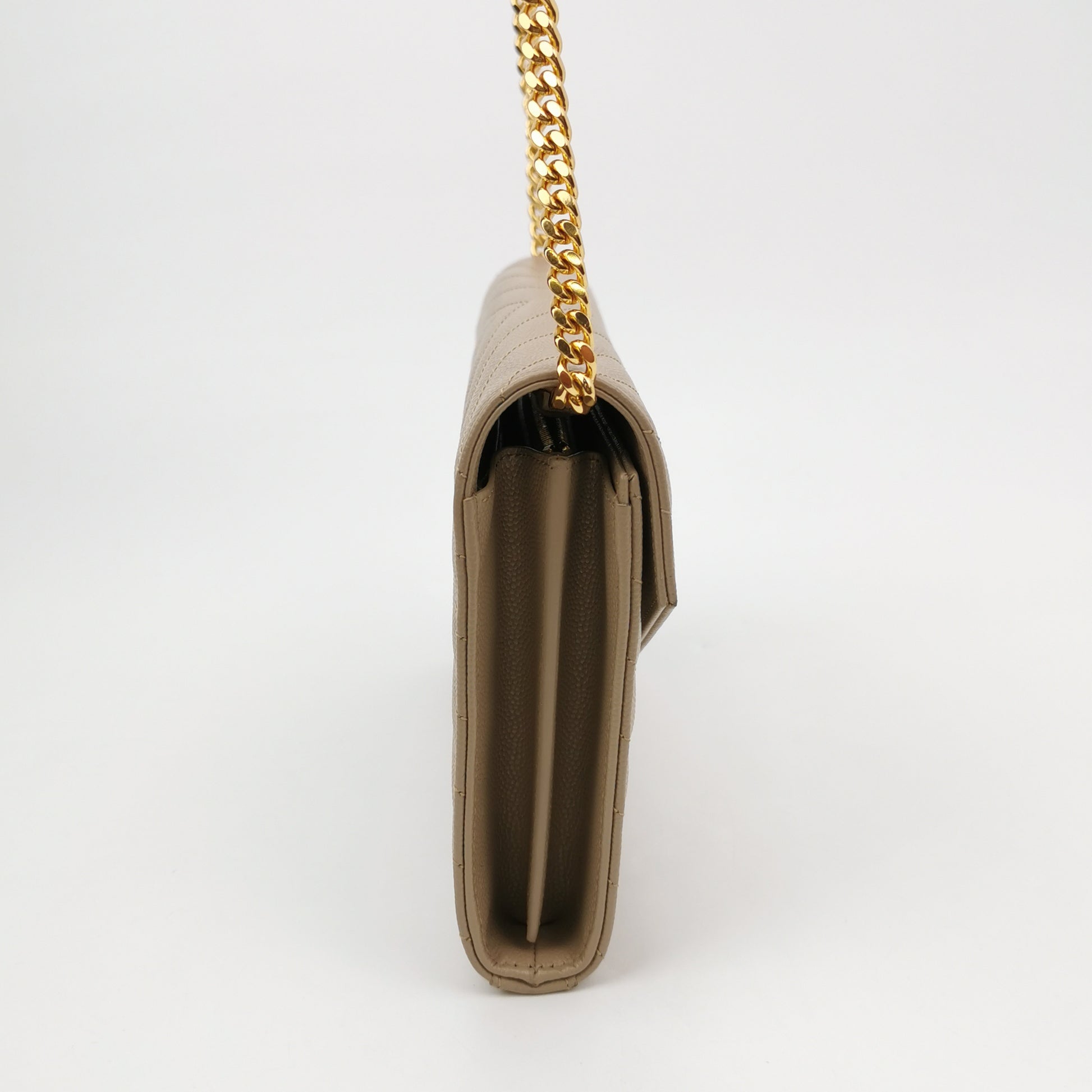 Saint Laurent Wallet on Chain Large Grain de Poudre