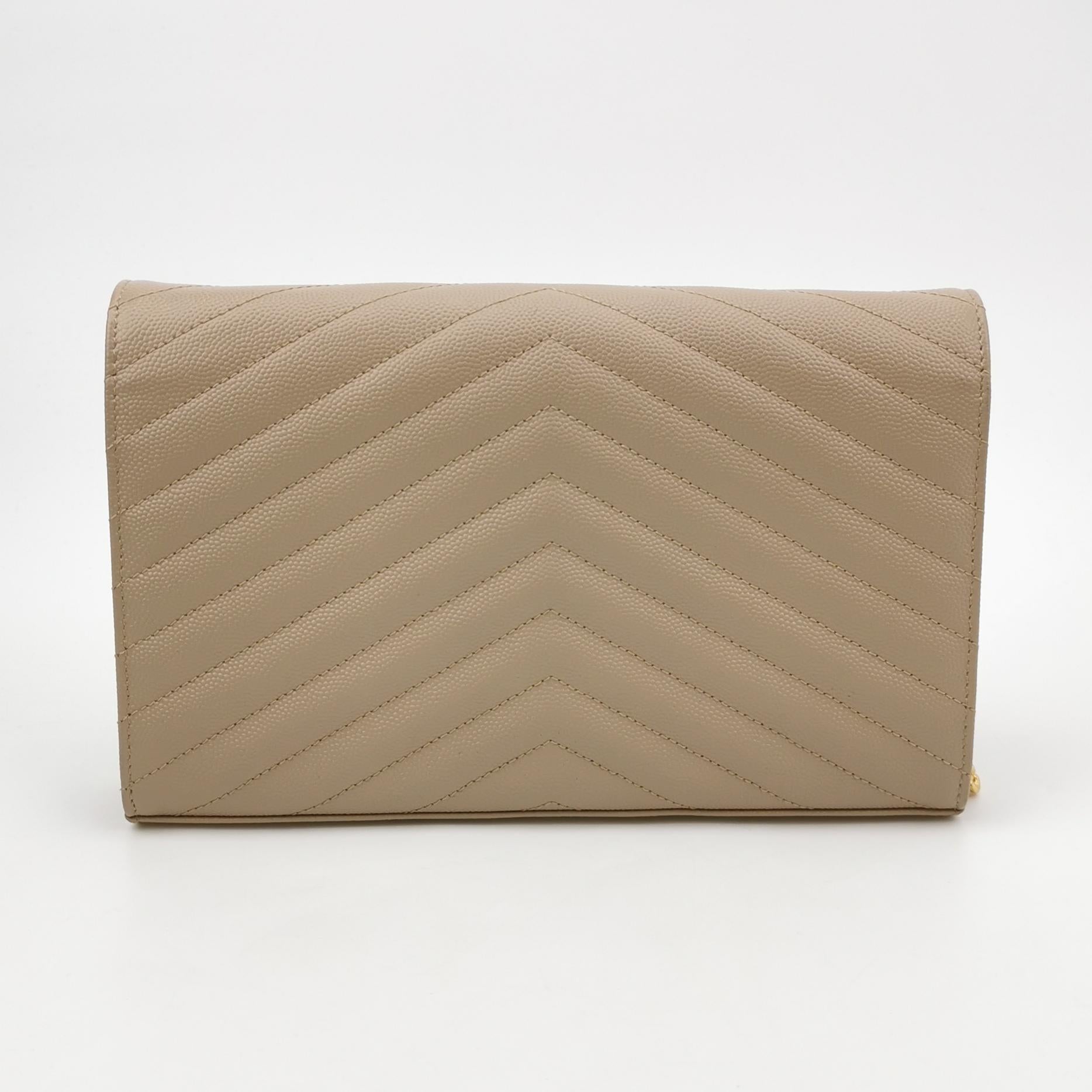 Saint Laurent Wallet on Chain Large Grain de Poudre