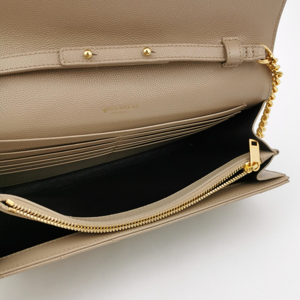 Saint Laurent Wallet on Chain Large Grain de Poudre