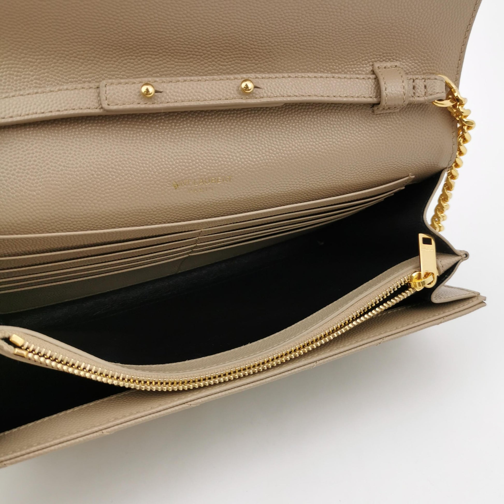 Saint Laurent Wallet on Chain Large Grain de Poudre